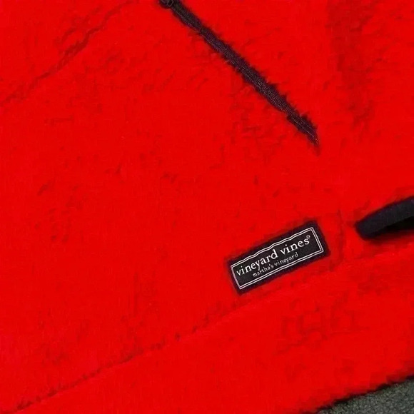 NWOT Vineyard Vines Sherpa hoodie nautical red men’s large - Picture 3 of 6